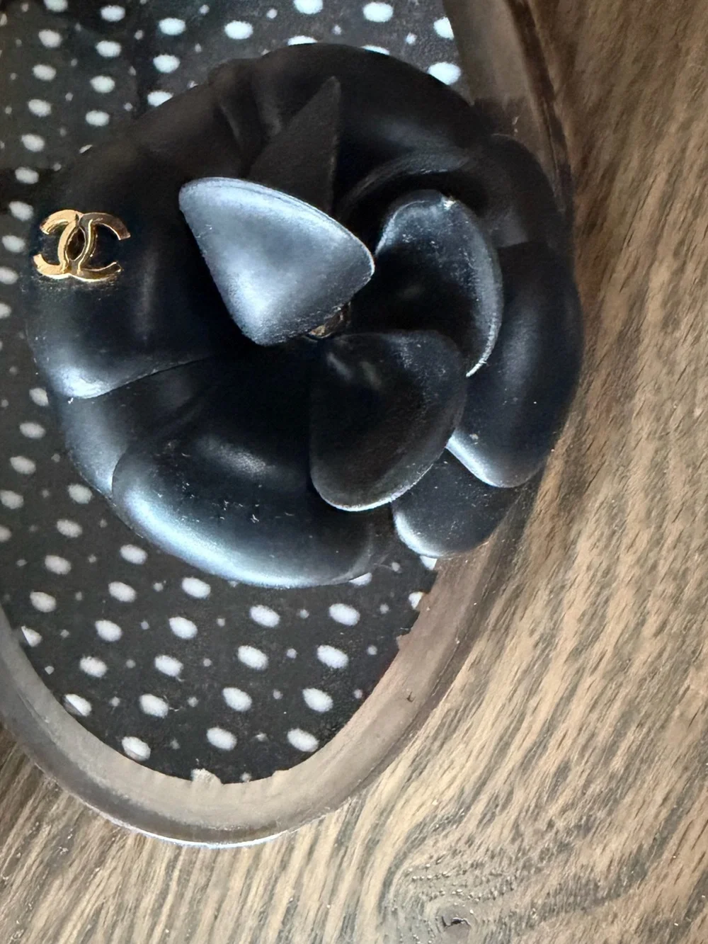CHANEL Black Camellia Jelly Thong Sandals - Women